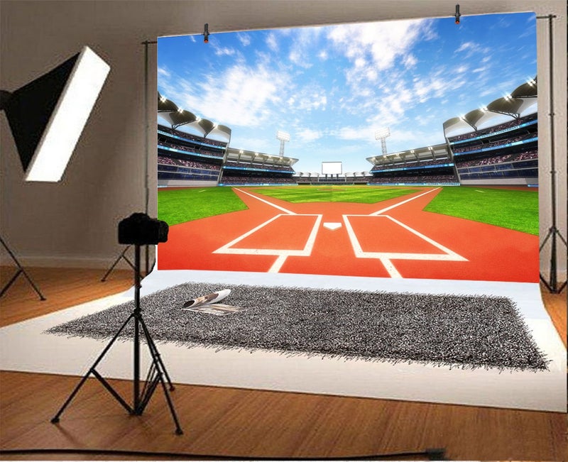 LFEEY 10x8ft Outdoor Sports Theme Backdrop Baseball Stadium Pitch Green Grass Field Photography Background Vinyl Boys Adutls Portrait Photo Booth Props - Image 2